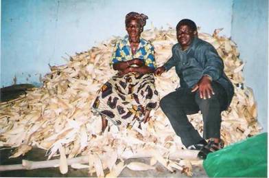 Pastor Sika and mother with first maize crop