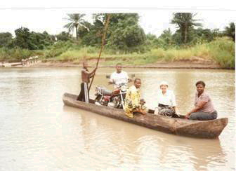 crossing the river in Togo